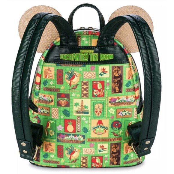Disney Parks Loungefly Enchanted Tiki Room 2022 Green Mickey Icons Backpack NEW main image 5